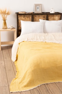 Cuvertura pentru Pat Dublu Model Muslin Yellow v2