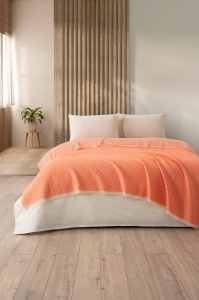 Cuvertura Pled pentru pat dublu Model Diamonds Orange