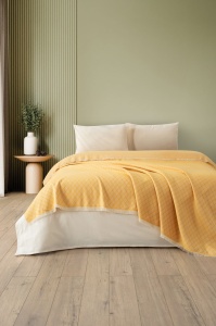 Cuvertura Pled pentru pat dublu Model Lapis Mustard