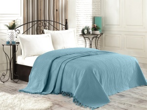 Cuvertura Pled pentru pat dublu Model Peacook Petrol Green