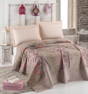 Cuvertura Pled pentru pat dublu Model Urla Beige