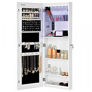 Dulap bijurerii cu oglinda, Songmics, Alb, 108x10x37.2 cm - Img 6