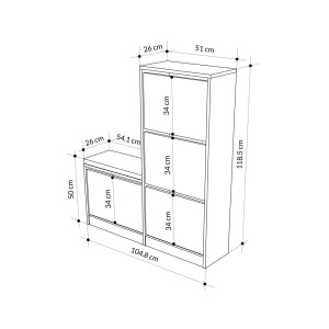 Dulap de pantofi cu banca Dude Alb 105x118.5x26 cm - Img 6