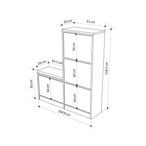 Dulap de pantofi cu banca Dude Alb 105x118.5x26 cm - Img 6