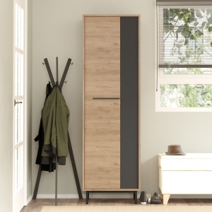 Dulap de pantofi Scarpiera, natural/antracit, 57.2x35.5x185.6 cm - Img 9