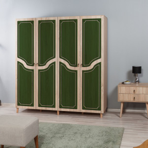 Dulap haine Model Imaj-623, Stejar/Verde, 180x52x192 cm - Img 1