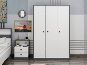 Dulap haine Model Life, Alb/Antracit, 120x48x182 cm - Img 1