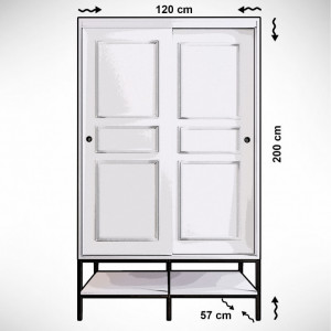 Dulap haine Model Martin, Alb marmorat/Negru/Auriu, 120x57x200 cm - Img 3