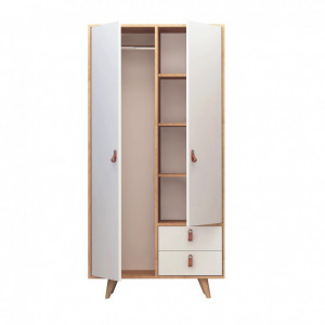 Dulap haine Model Musso, Stejar/Alb, 100x52x190 cm - Img 3