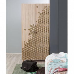 Dulap haine Model Stil, Stejar sonoma/Bej, 90x52x192 cm - Img 3