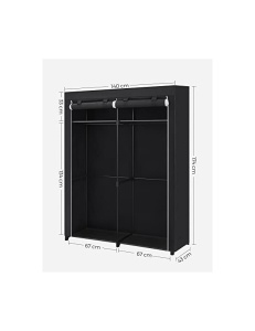 Dulap haine textil Model Villanueva, Negru, 140x43x174 cm - Img 7