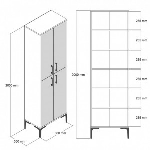 Dulap Model BerlinA, Alb, 60x35x200 cm - Img 6