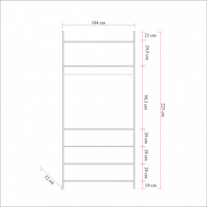 Dulap multifunctional Model Dynamic, Stejar/Negru, 104x52x225 cm - Img 7