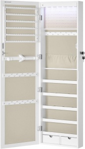 Dulap pentru bijuterii cu oglinda Model Herring, Alb/Bej, 37x10x120 cm - Img 2