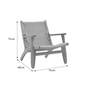 Fotoliu Chiara lemn de fag culoare lemn natural - scaun franghie culoare lemn naturala 70x68x75cm - Img 8