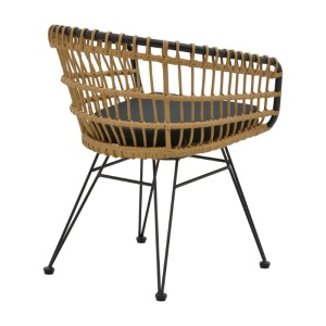 Fotoliu de exterior, Model Naoki, culoare natural si negru, metal si poliratan, 62x62x70 cm - Img 3