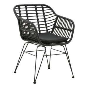 Fotoliu de exterior, Model Naoki, culoare negru, metal si poliratan, 55x58x79 cm - Img 2