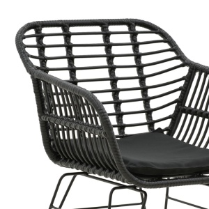 Fotoliu de exterior, Model Naoki, culoare negru, metal si poliratan, 55x58x79 cm - Img 6