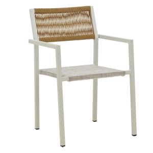 Fotoliu de exterior, Model Savor, culoare alb si natural, aluminiu si textil, 55x58x63 cm - Img 2