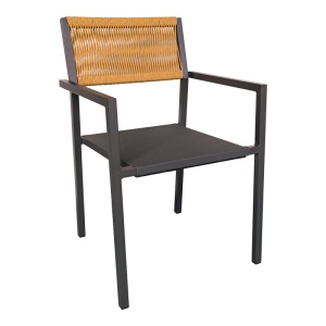 Fotoliu de exterior, Model Savor, culoare antracit si bej, aluminiu si poliratan, 55x58x63 cm - Img 2
