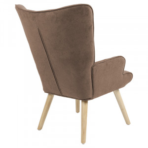 Fotoliu Fluffy material textil maro - culoare lemn natural 75x69x96cm - Img 2