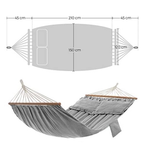 Hamac fara suport, Songmics, Gri, 210x150 cm - Img 3