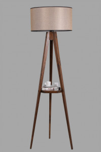 Lampadar Sehbalı Tripod Ceviz Lambader Silindir Açık Hasır Abajurlu Nuc - Img 3