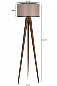 Lampadar Tripod Ceviz Lambader Silindir Koyu Hasır Abajurlu Nuc - Img 4