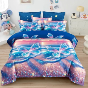 Lenjerie 1 Persoana Copii, Finet, 4 Piese - Cosmic Butterflies