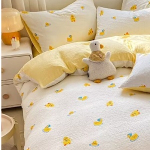 Lenjerie creponata cu elastic 140x200 cm, Ducky (Finet) - Img 2