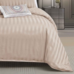Lenjerie cu elastic 140x200 cm, Damasc, Atlas V1 Bej (Finet) - Img 2