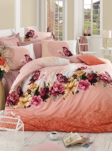 Lenjerie de pat 1 Persoana Model Çalıkuşu Pink