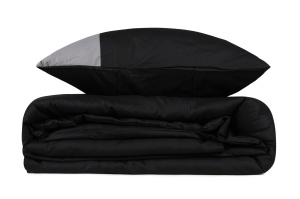 Lenjerie de pat 1 Persoana Model Plain Black, Grey - Img 3