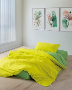 Lenjerie de pat 1 Persoana Model Sage Yellow, Green