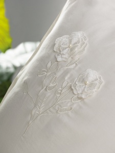 Lenjerie de pat dublu, Bumbac 100% Satinat Model Pure Ecru - Img 2