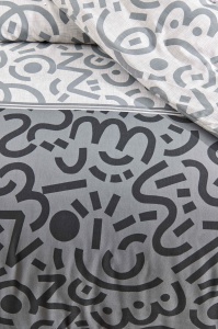 Lenjerie de pat dublu Model Doodle Black - Img 3