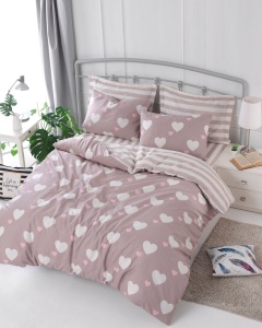 Lenjerie de pat dublu Model Herz Dusty Rose - Img 1