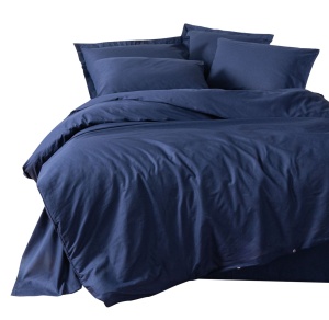 Lenjerie de pat dublu Model Plain Dark Blue - Img 3