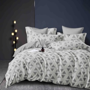Lenjerie Finet 6 Piese cu Elastic 180x200, Grey Minimal