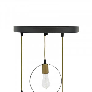 Lustra cu 3 lumini Kasper E27 negru-auriu D30x79cm - Img 3