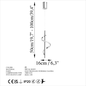Lustra Likma Argintiu 16x50-100x16 cm - Img 6
