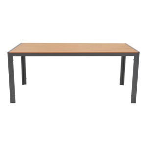 Masa de exterior, Model Nares, culoare natural si antracit, aluminiu si lemn, 180x90x72.5 cm - Img 3