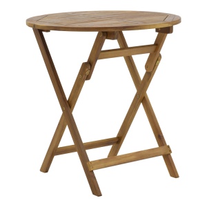Masă de exterior pliabila, Model Capruva, culoare natural, lemn masiv de salcam, D70x74 cm - Img 2