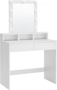Masa de Toaleta cu oglinda Model Emery, Alb, 80x40x145 cm - Img 8