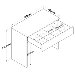 Masa de Toaleta Model Riggs, Alb, 90x45x76.8 cm - Img 6
