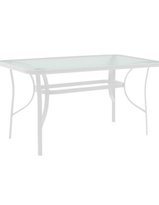 Masă grădină, Pako World, model Ensure, Metal si Sticla Securizata, Alb, 120 x 70 x 70 cm - Img 2