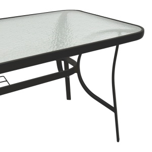 Masă grădină, Pako World, model Ensure, Metal si Sticla Securizata, Negru, 140 x 80 x 70 cm - Img 6