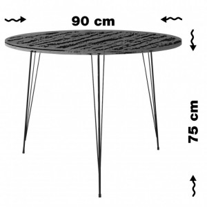 Masa Model Trinity, 90x90x75 cm, Negru/Alb - Img 6