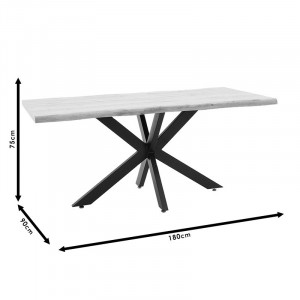 Masa Model Zaiden, 180x90x75 cm, Negru/Stejar sonoma - Img 6