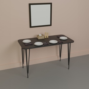 Masă Palkon, negru marmorat, 120x60x73 cm - Img 2